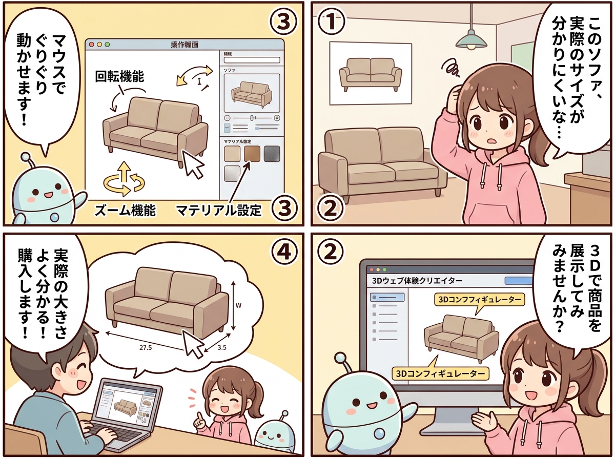 3Dウェブ体験クリエイターの紹介マンガ