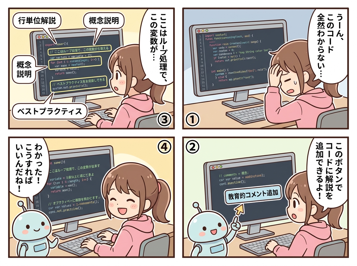 教育的コメントの追加の紹介マンガ