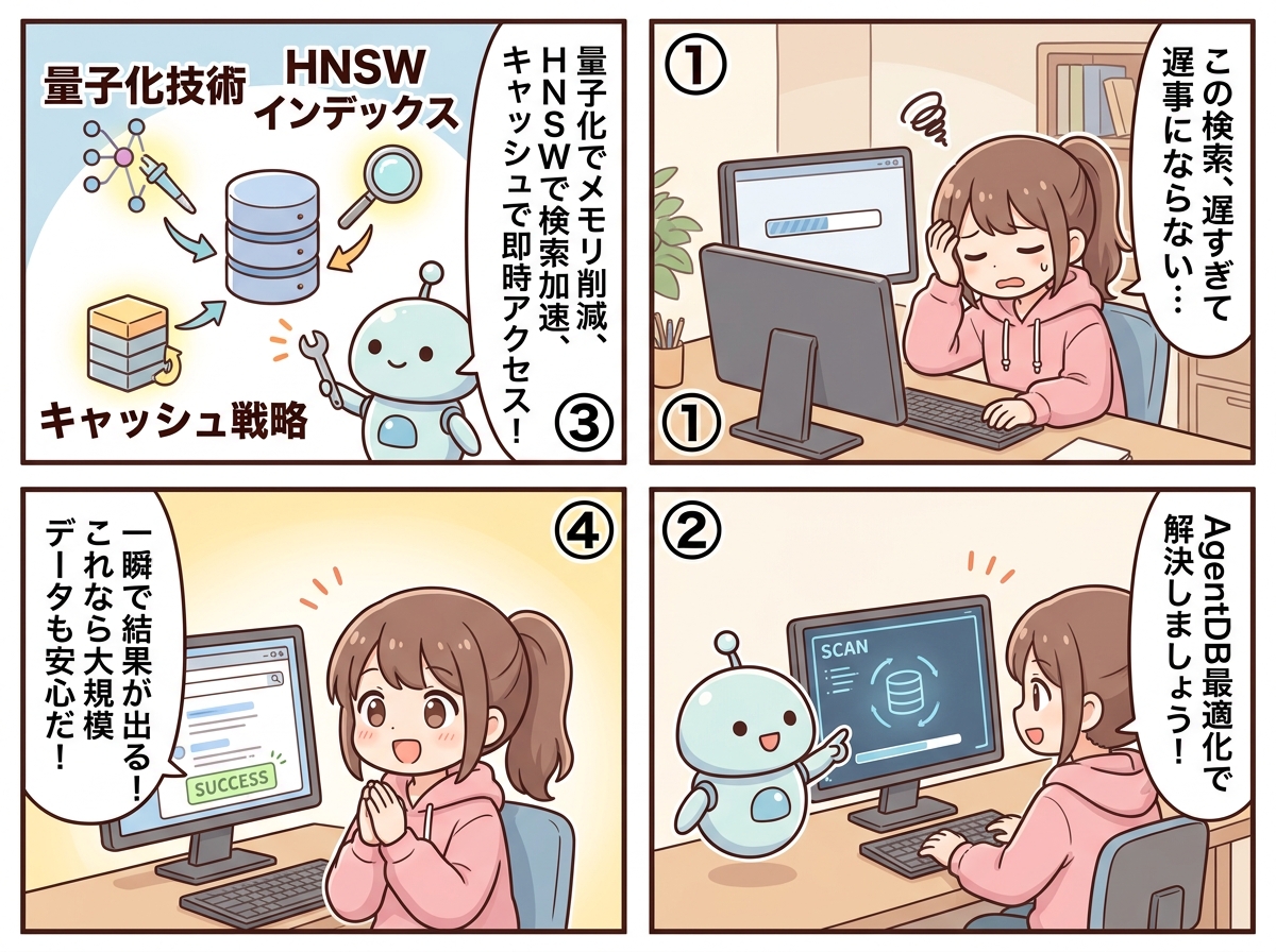 AgentDB パフォーマンス最適化の紹介マンガ