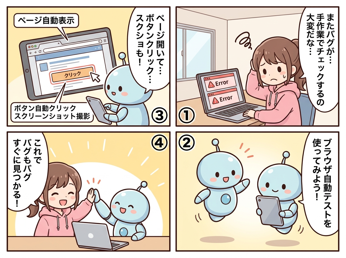 ブラウザ自動テストの紹介マンガ