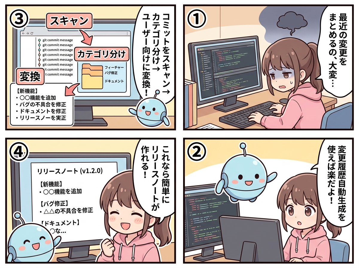 変更履歴自動生成の紹介マンガ