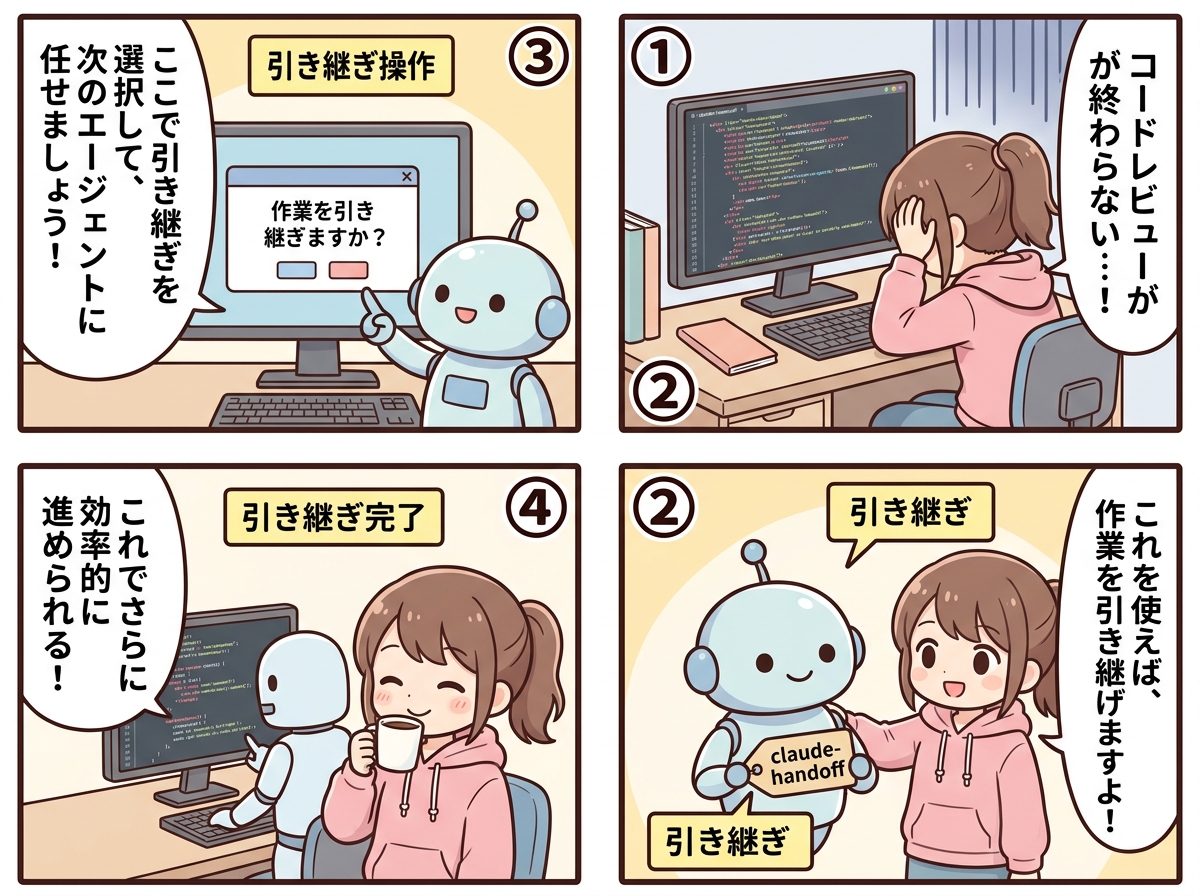 会話の引き継ぎの紹介マンガ