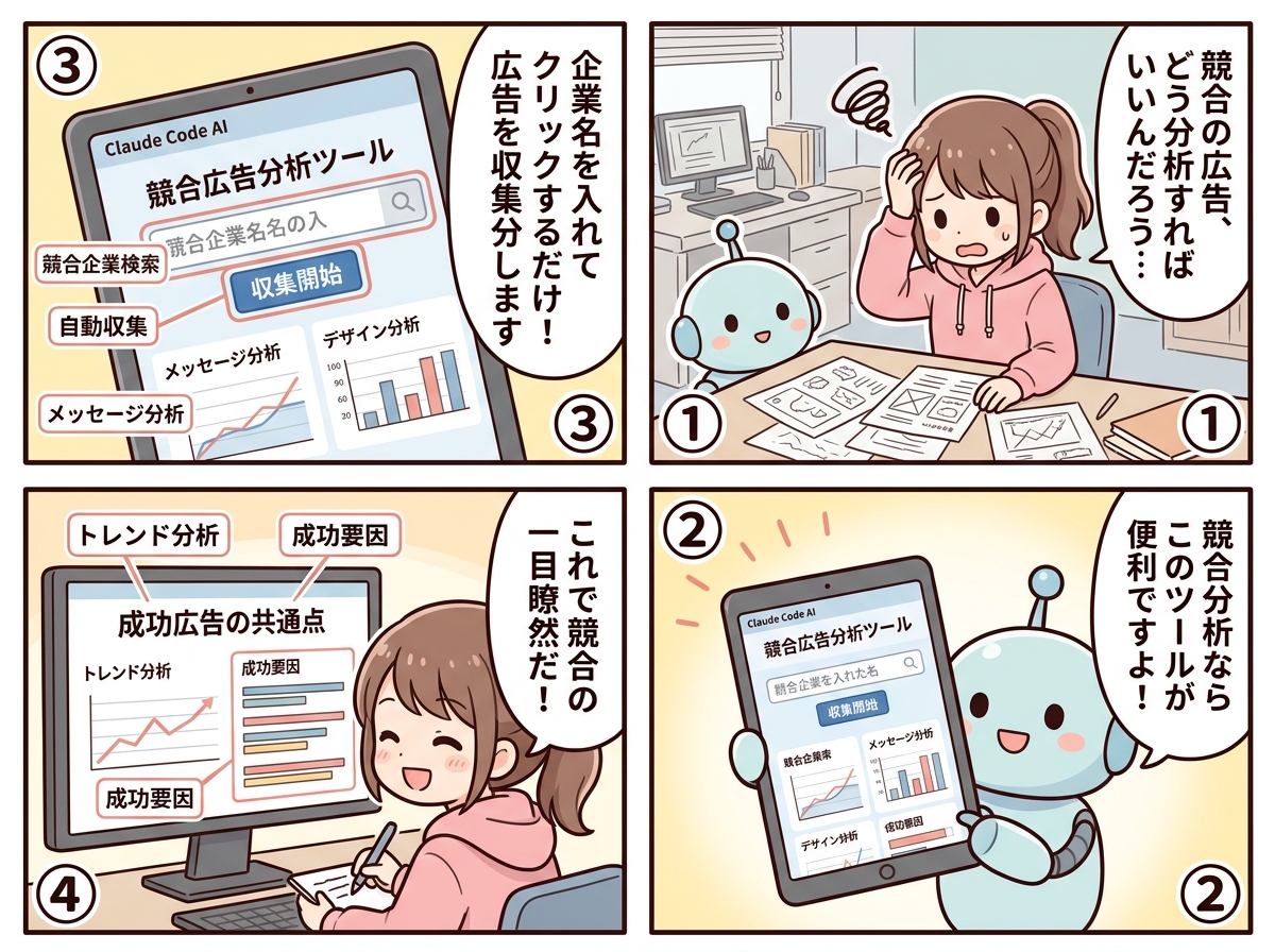 競合広告分析ツールの紹介マンガ