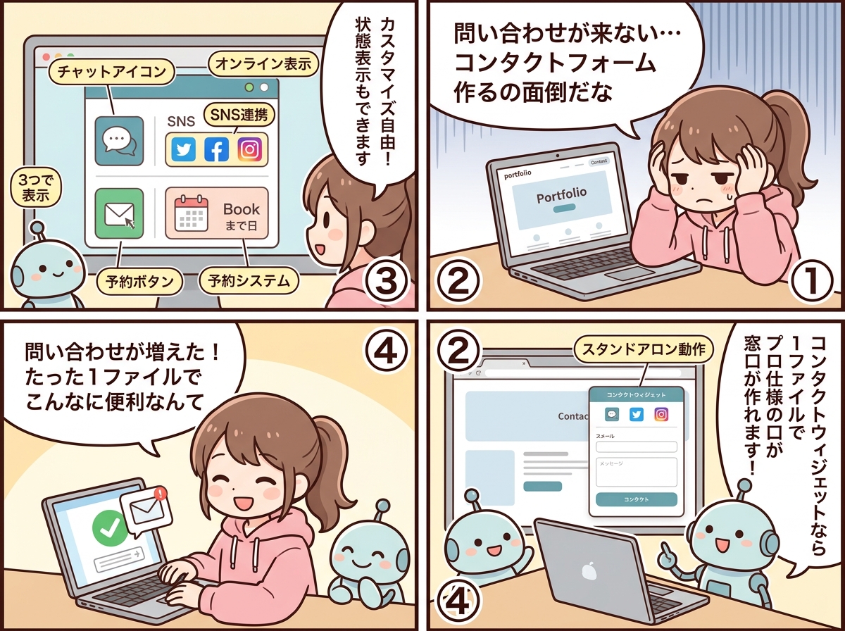 コンタクトウィジェットの紹介マンガ