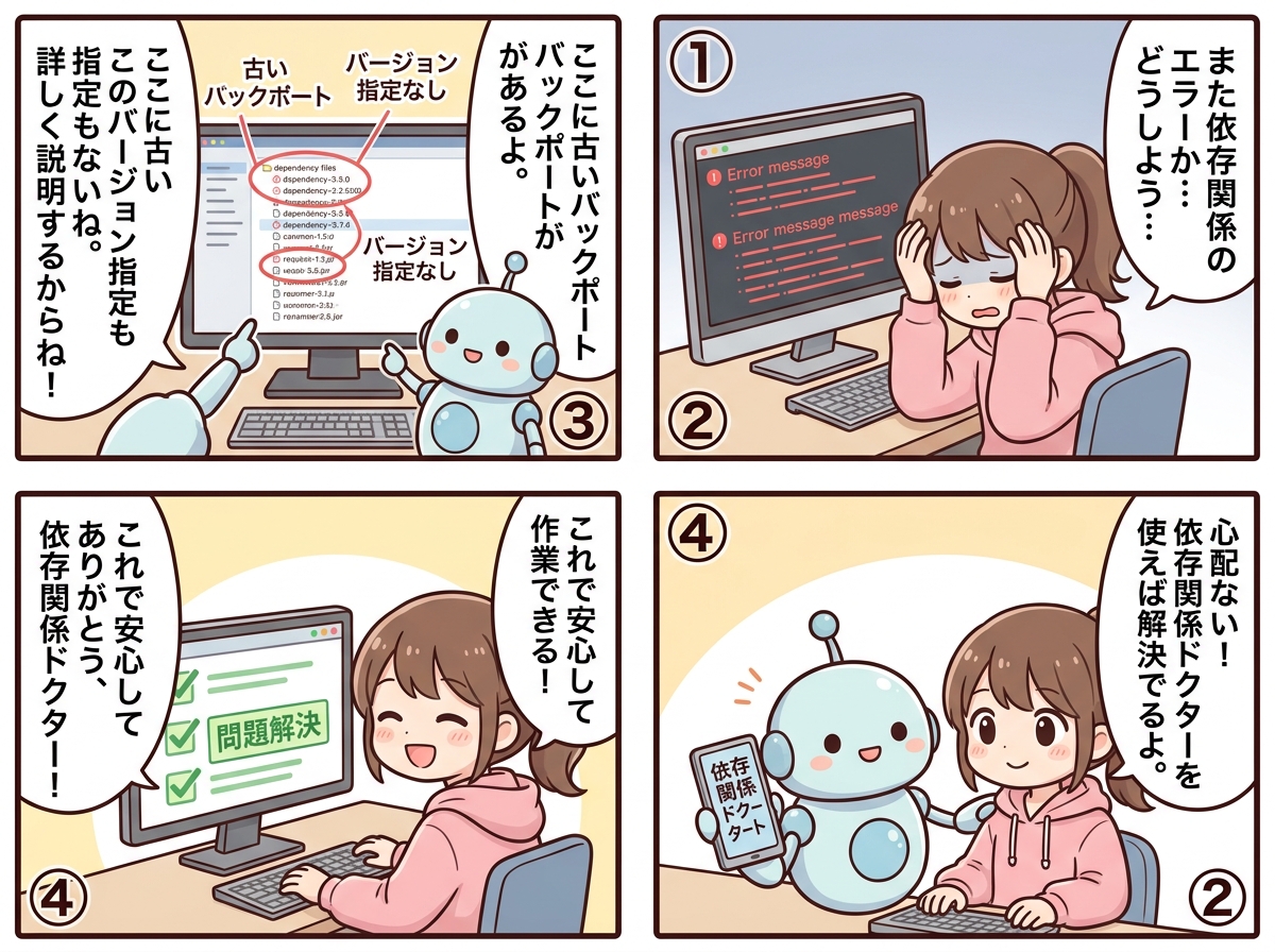 依存関係ドクターの紹介マンガ