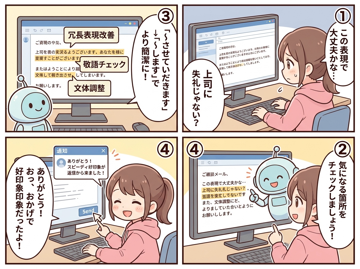 文章エディターの紹介マンガ