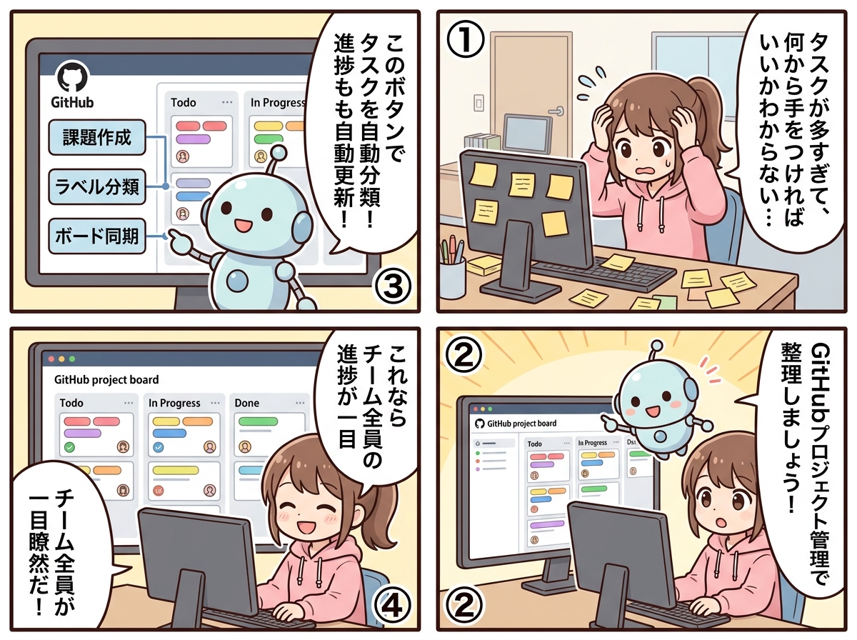 GitHubプロジェクト管理の紹介マンガ