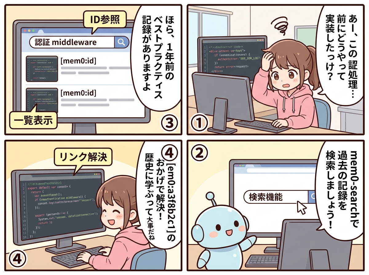 メモリー検索の紹介マンガ