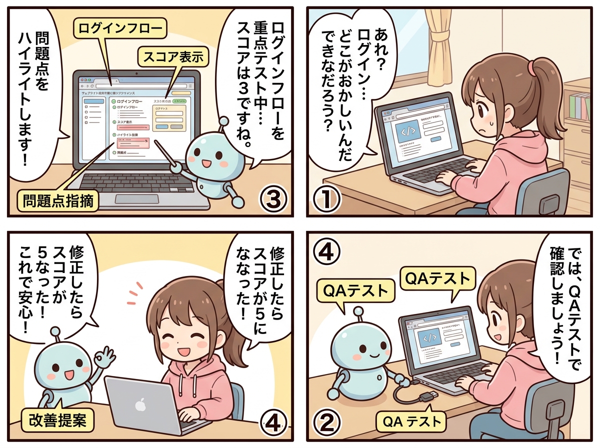 ウェブサイトQAテストの紹介マンガ
