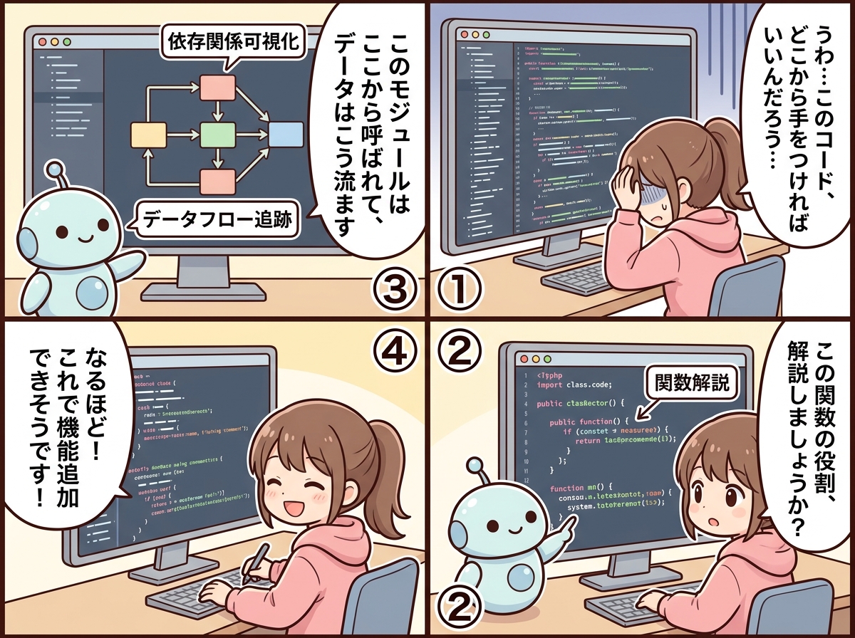 コード解説マスターの紹介マンガ