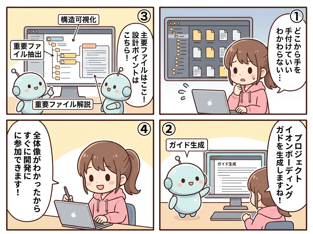 プロジェクトオンボーディングガイド生成の紹介マンガ